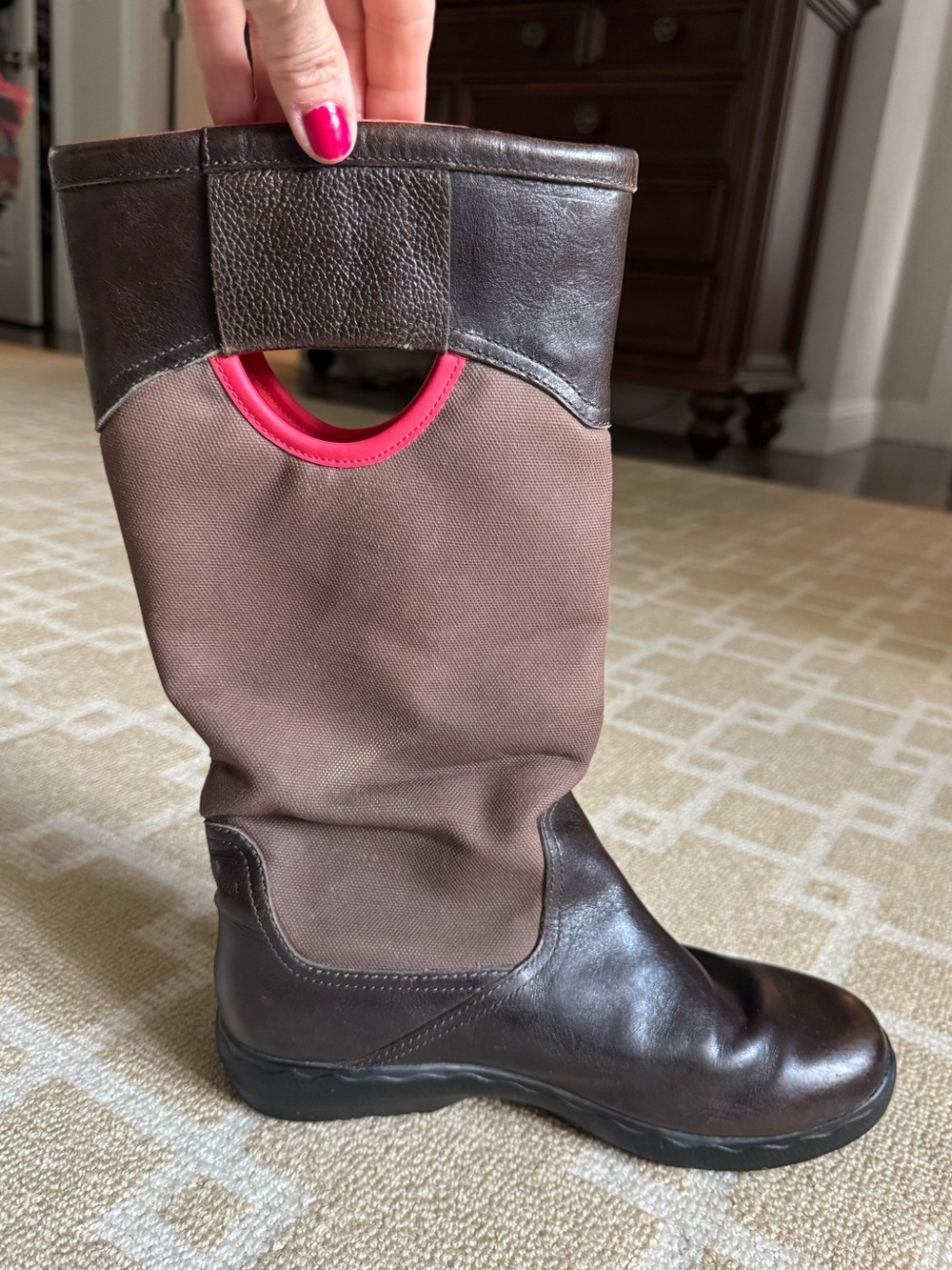 Timberland Earthkeepers Climapath Tall Leather Boots Brown Pink Size 7 - Picture 6 of 14